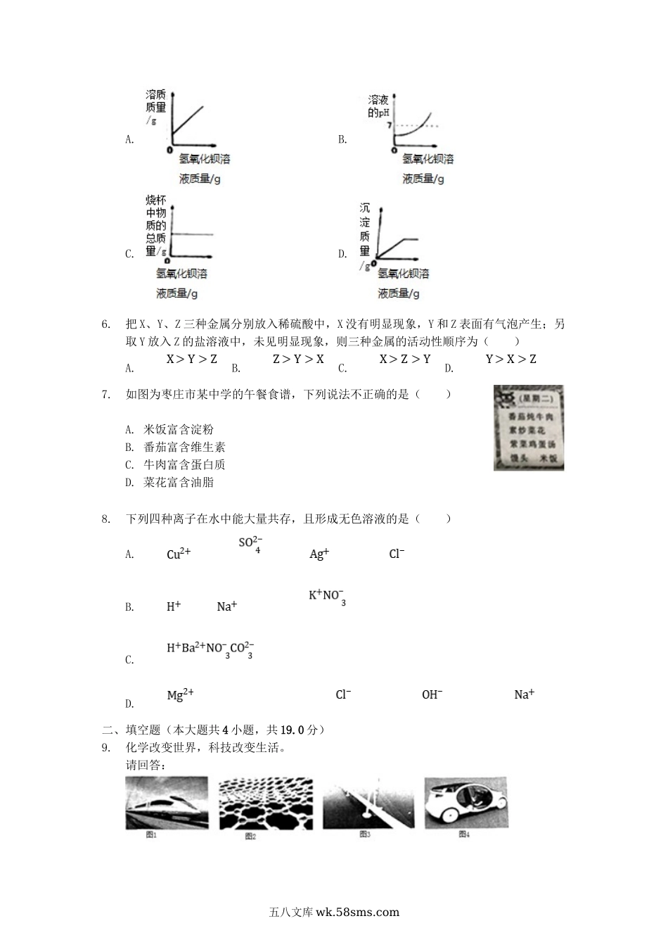 2019山东省枣庄市中考化学真题及答案.doc_第2页