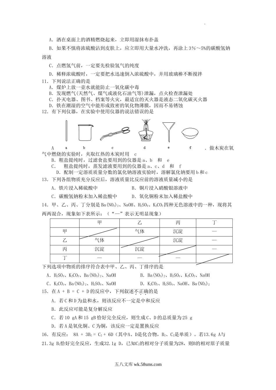 2011年四川省攀枝花市中考化学真题及答案.doc_第2页