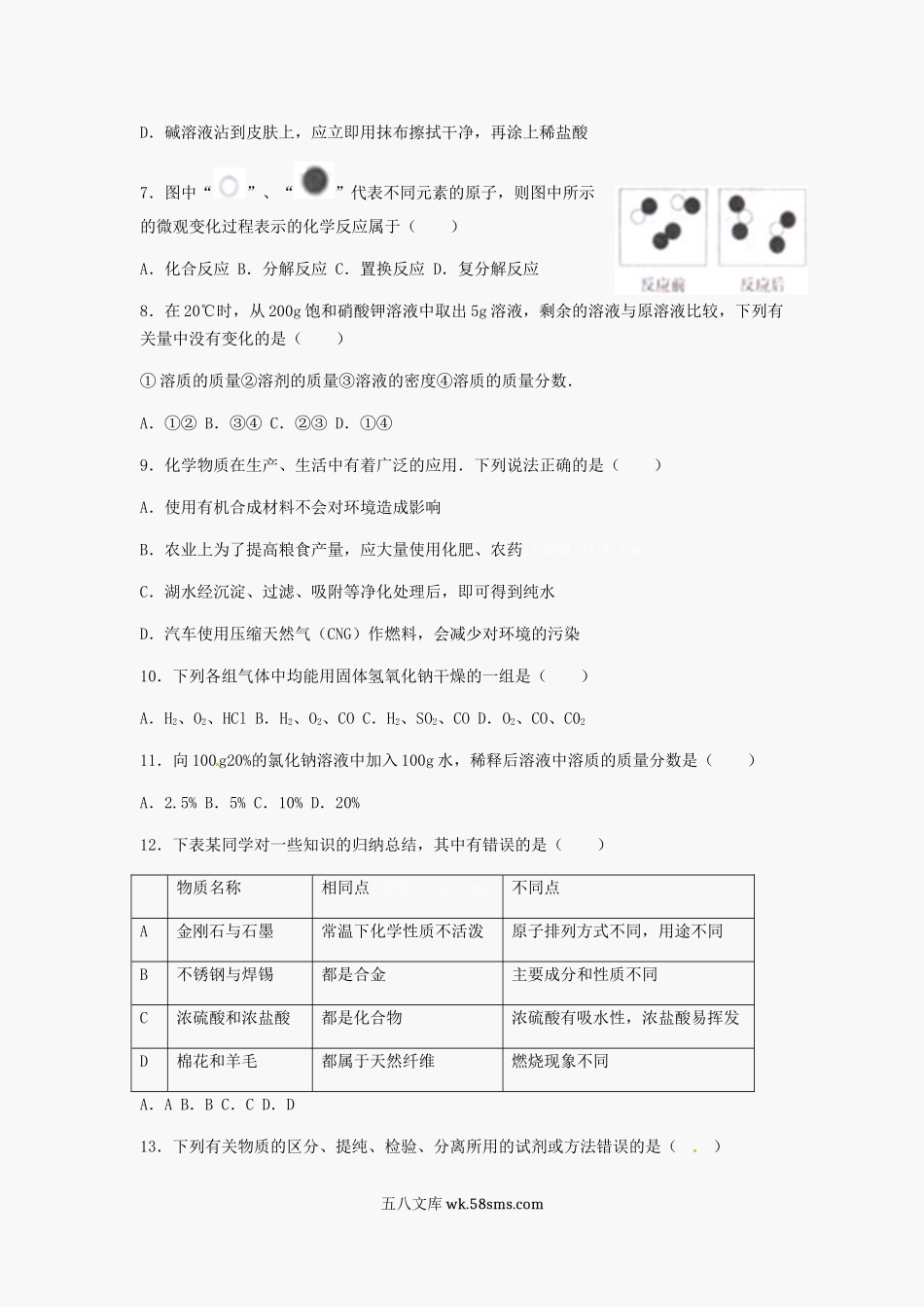 2012年宁夏中考化学真题及答案.doc_第2页