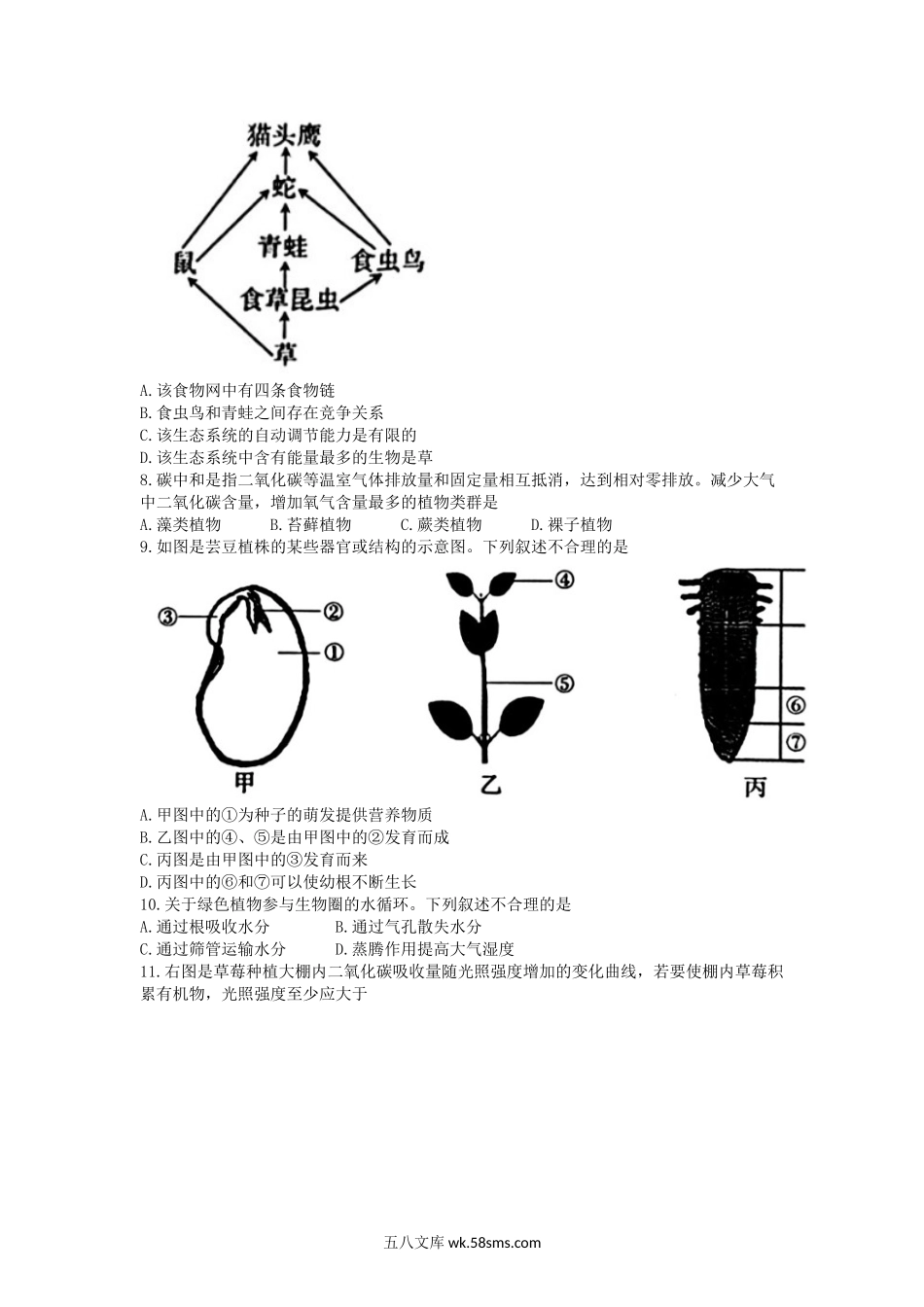 2023年新疆生产建设兵团中考生物真题及答案.doc_第2页