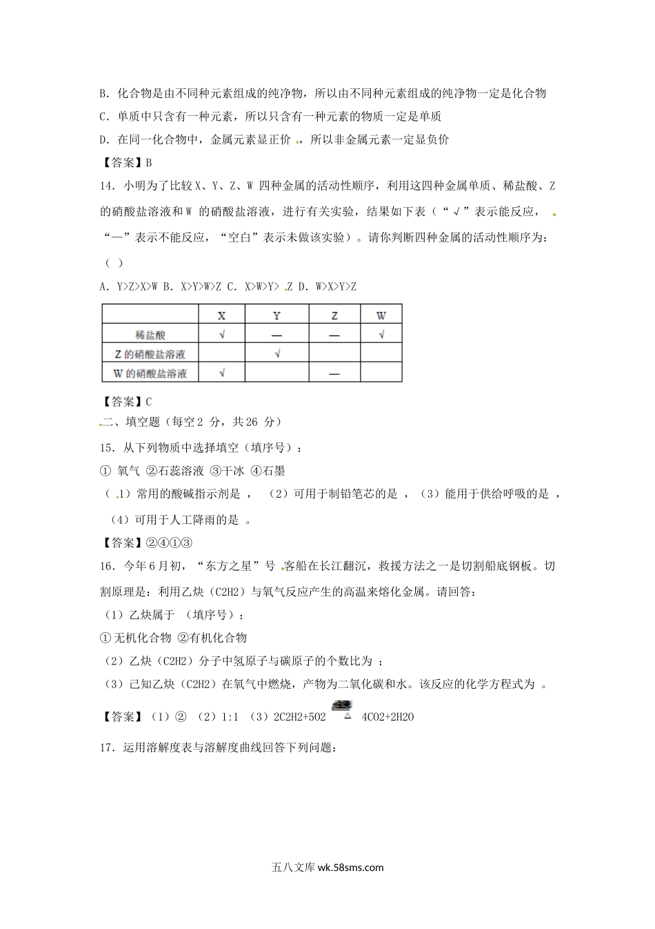 2015年海南海口中考化学真题及答案.doc_第3页