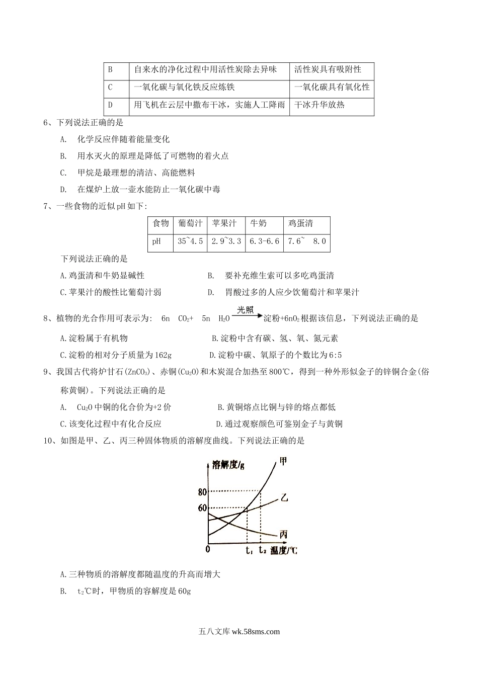 2018年四川省广安市中考化学真题及答案.doc_第2页