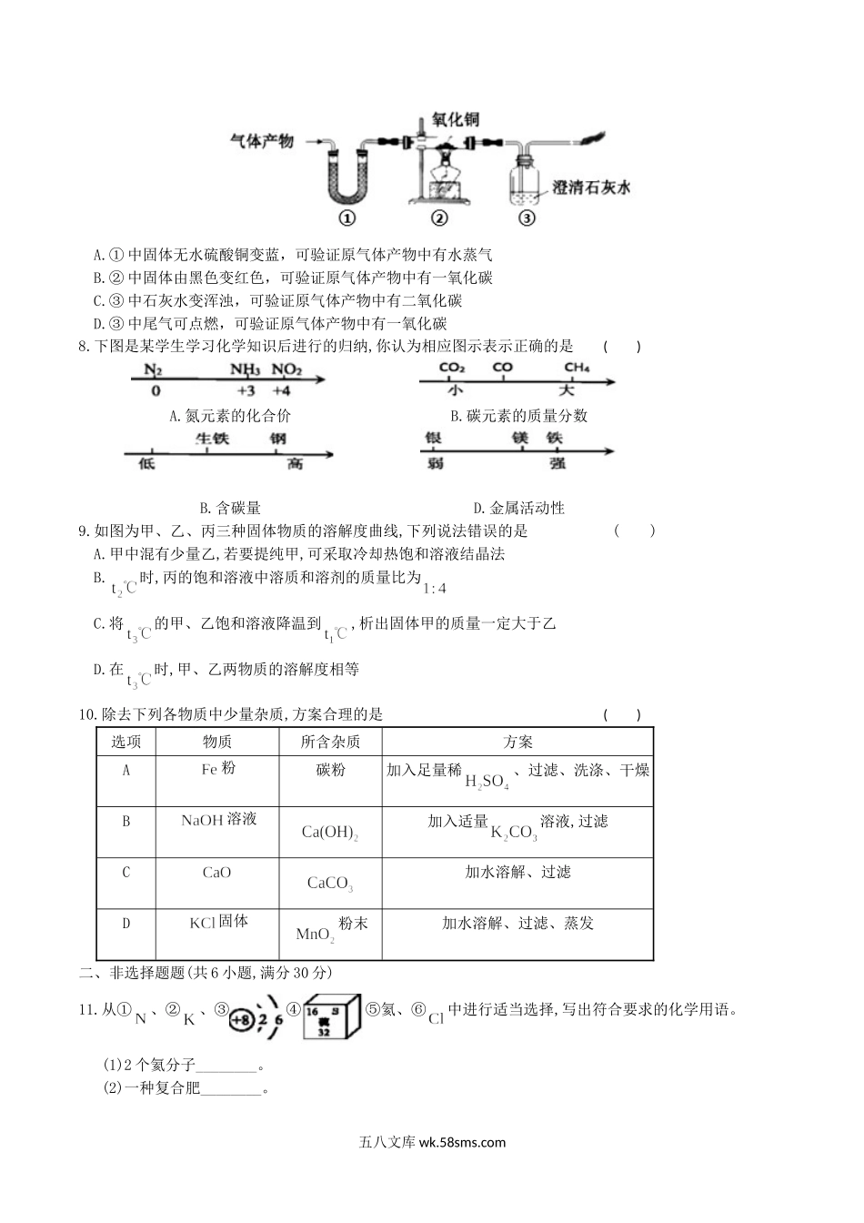 2019年湖北省咸宁市中考化学真题及答案.doc_第2页