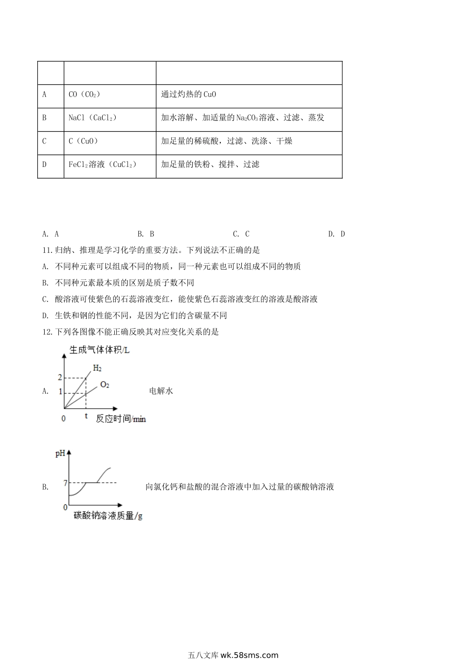 2020年湖北省鄂州市中考化学真题及答案.doc_第3页