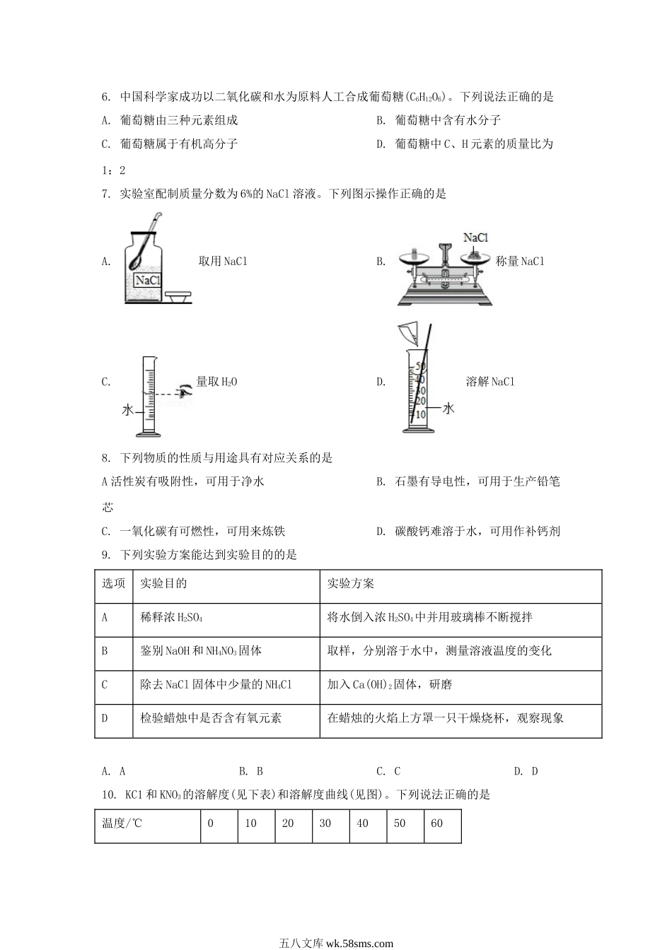 2022年江苏连云港中考化学真题及答案.doc_第2页