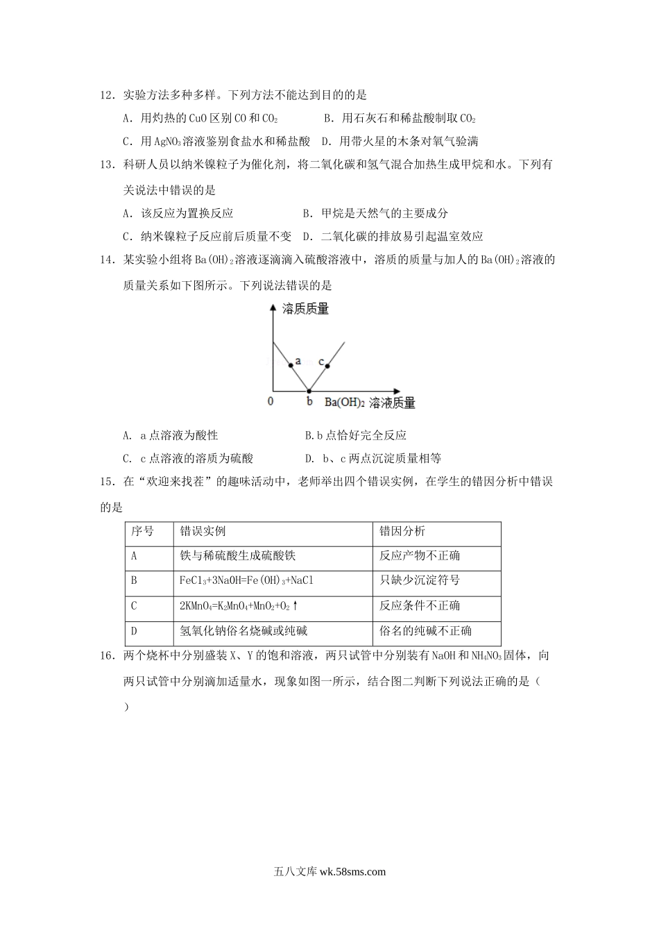 2017年重庆市中考化学真题及答案A卷.doc_第2页