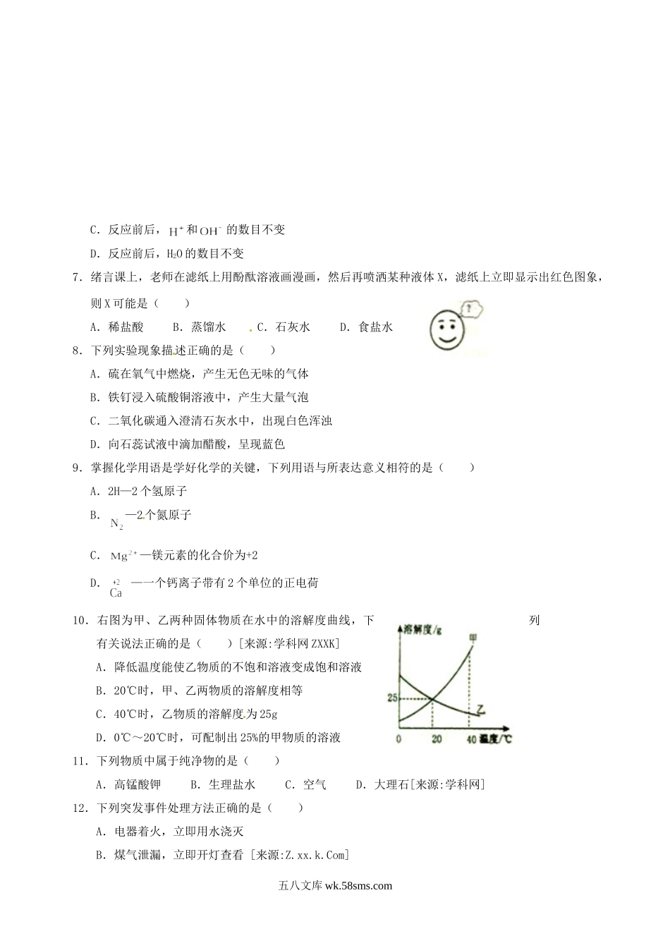 2012年海南省中考化学真题及答案.doc_第2页