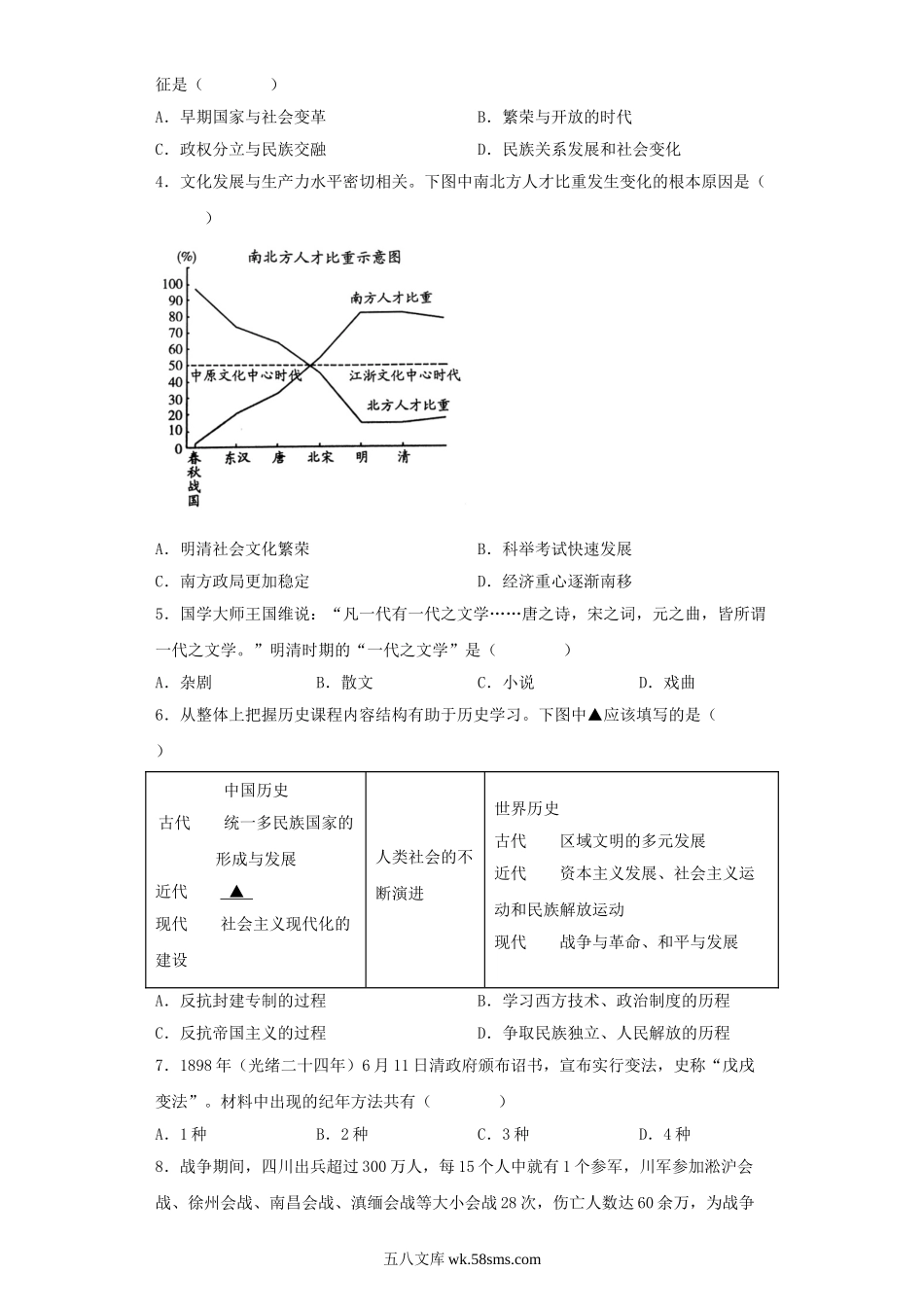 2023年四川乐山中考历史真题及答案.doc_第2页