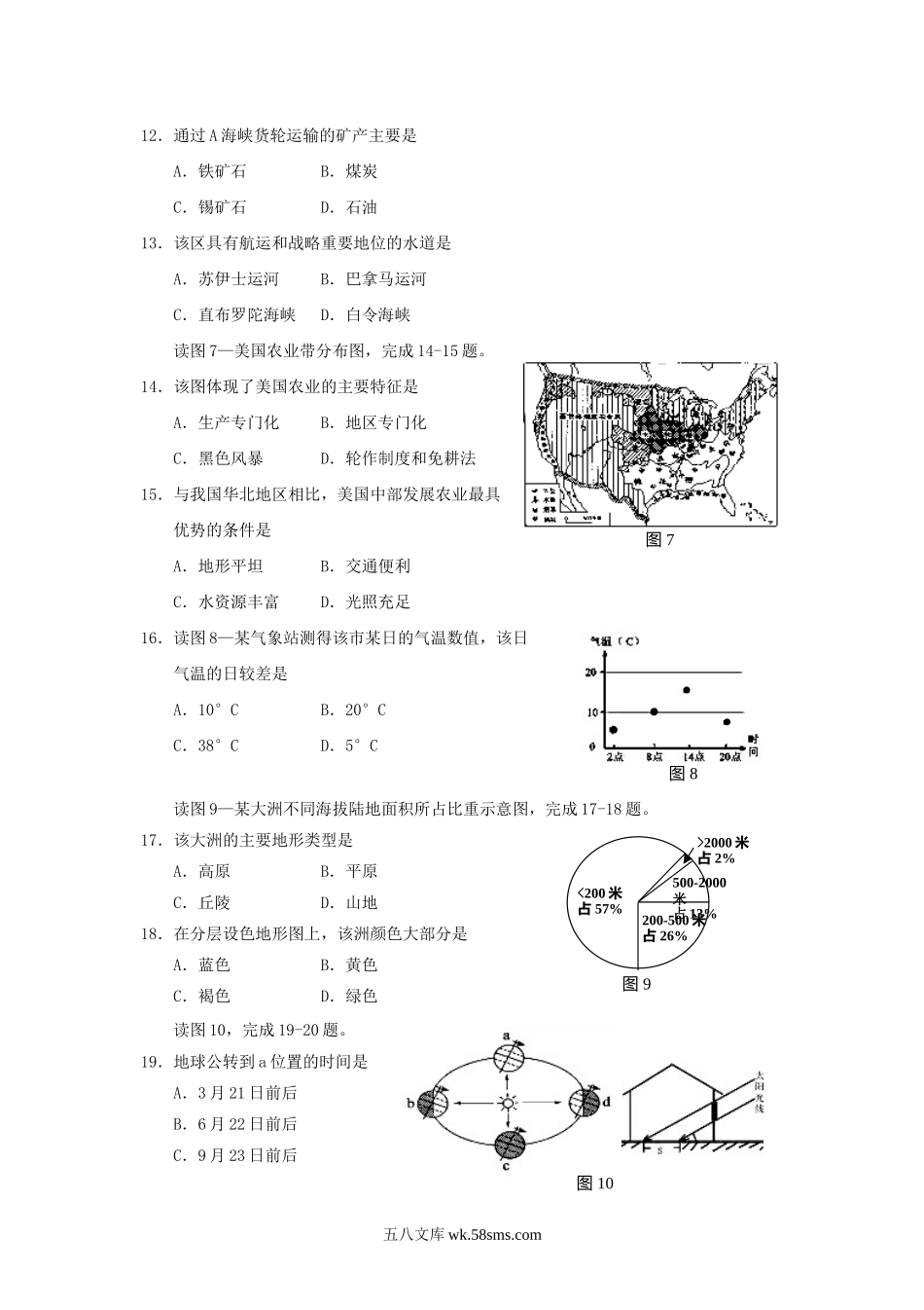 2012山东省青岛市中考地理真题及答案.doc_第3页