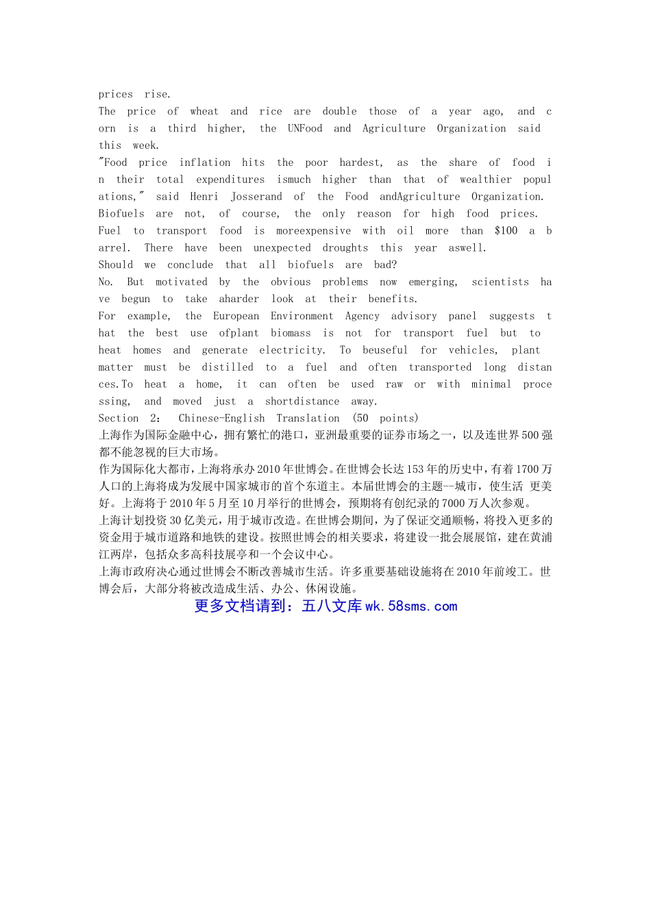 2009年5月翻译资格考试三级英语笔译实务真题.doc_第2页