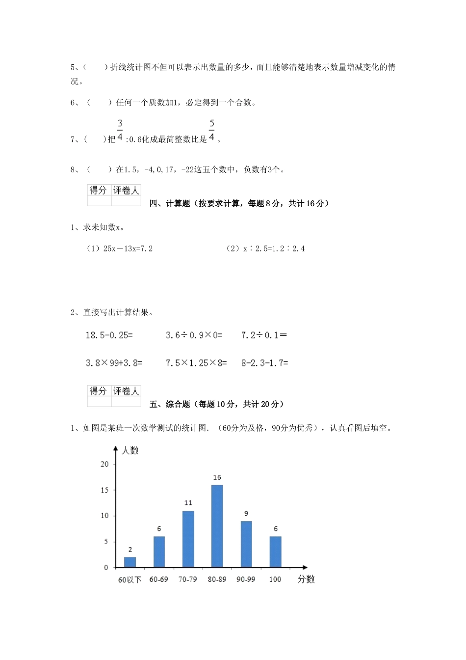 2020年江苏镇江小升初数学真题及答案.doc_第3页