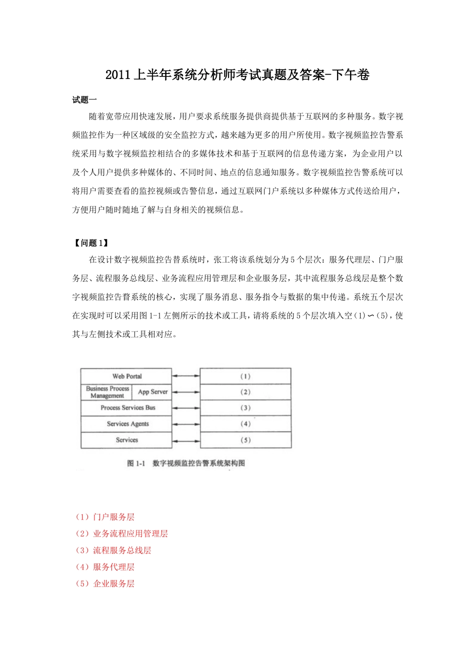 2011上半年系统分析师考试真题及答案-下午卷.doc_第1页