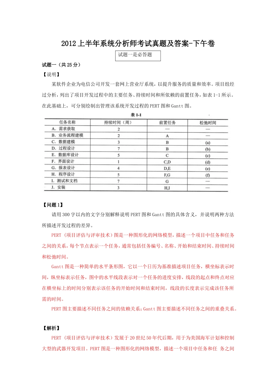 2012上半年系统分析师考试真题及答案-下午卷.doc_第1页