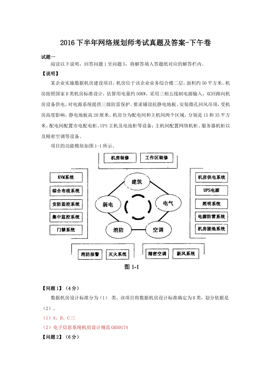 2016下半年网络规划师考试真题及答案-下午卷.doc_第1页