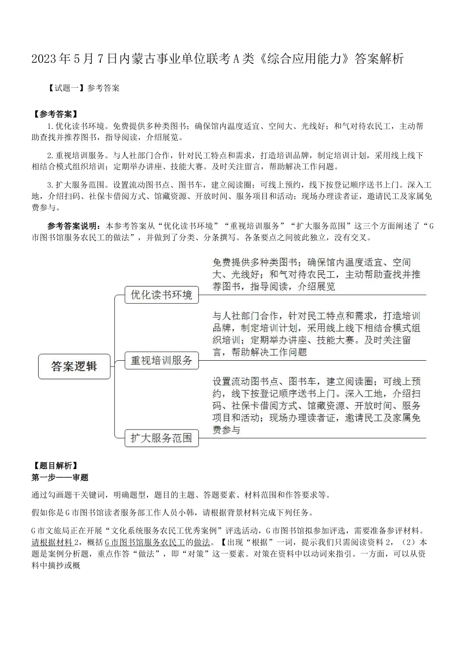 2023年5月7日内蒙古事业单位联考A类综合应用能力真题答案解析.doc_第1页