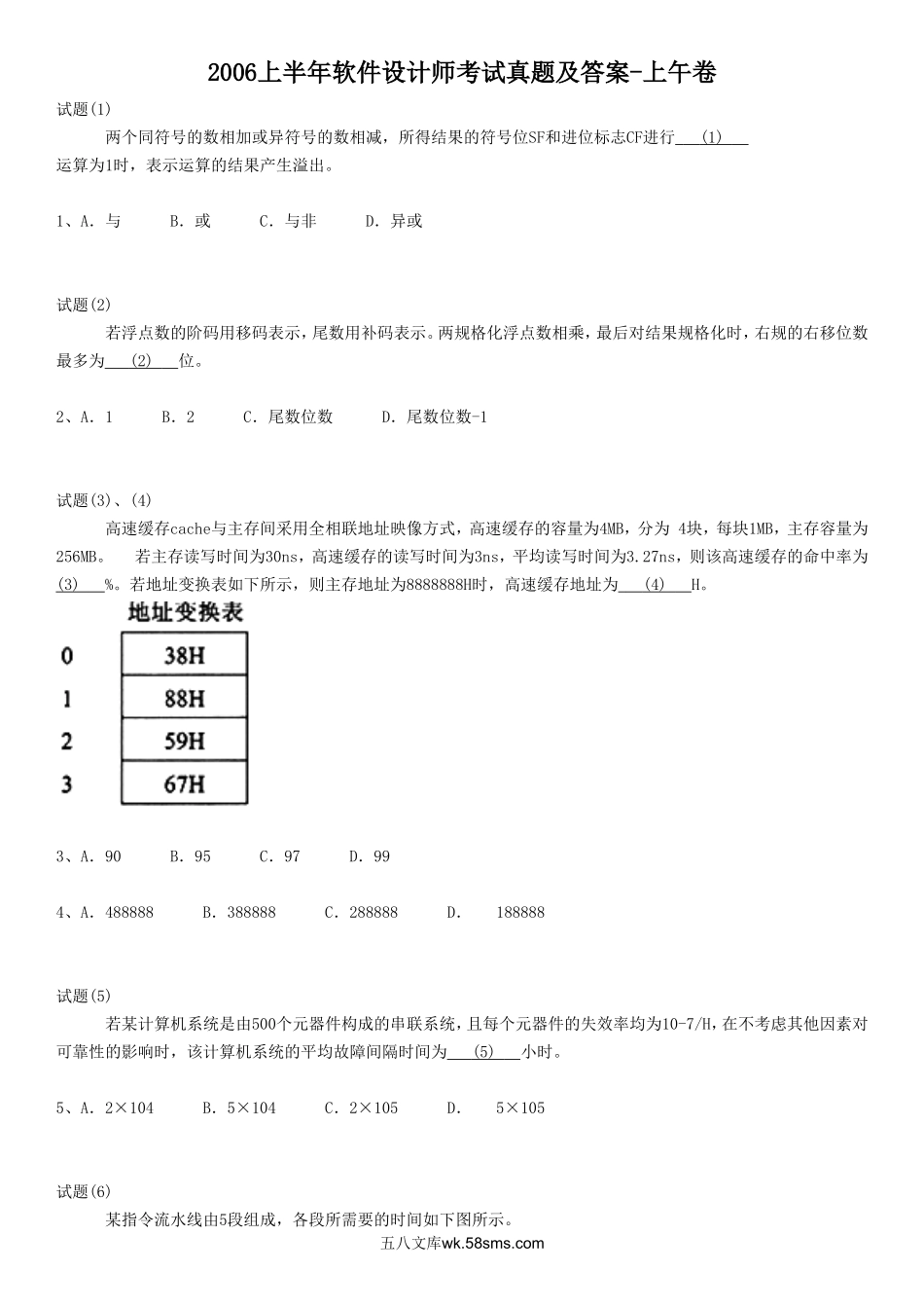 2006上半年软件设计师考试真题及答案-上午卷.doc_第1页