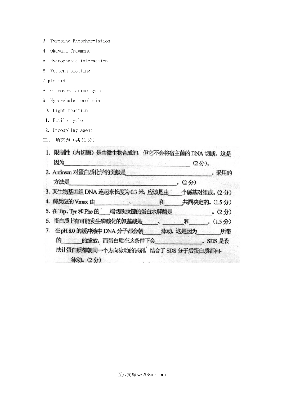 2005年上海复旦大学生物化学考研真题.doc_第2页