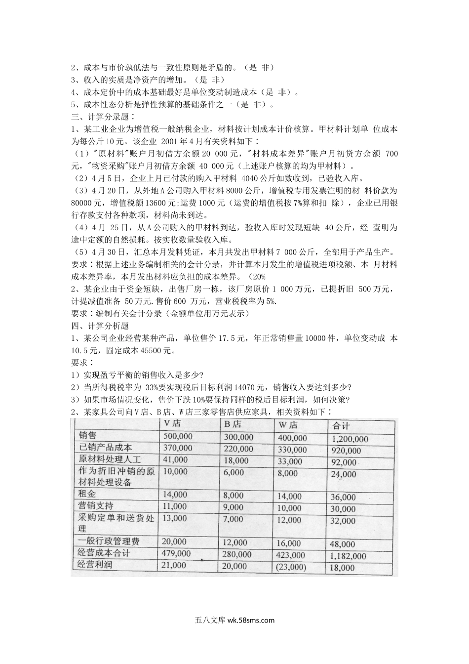 2005年上海华东理工大学财务与会计基础考研真题.doc_第2页