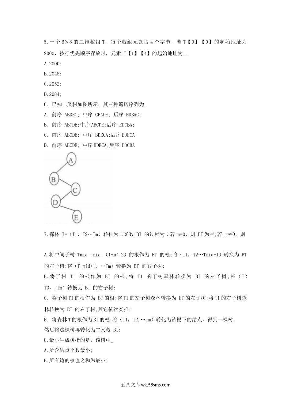 2006年山西太原科技大学数据结构考研真题.doc_第2页