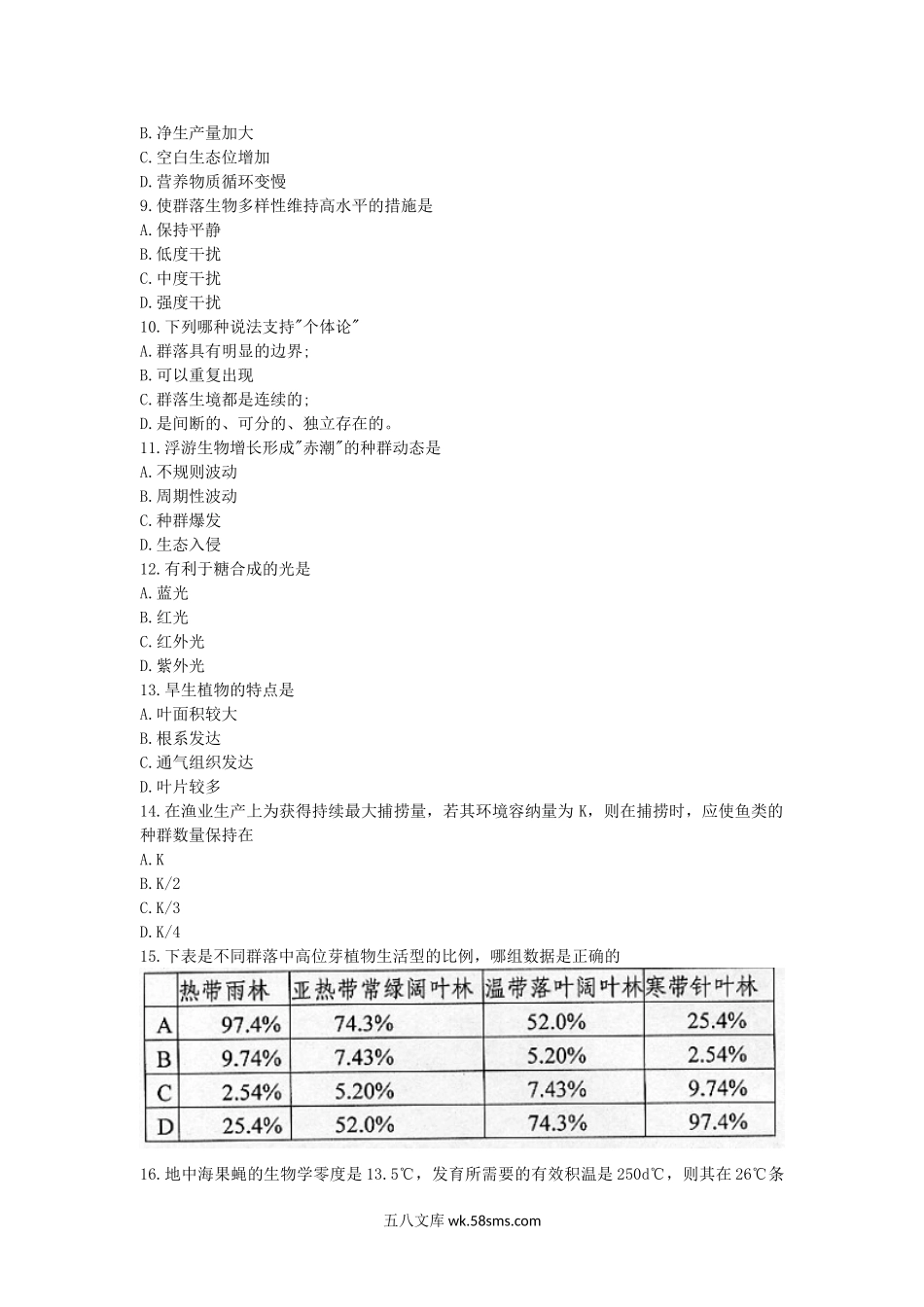 2011年湖北华中农业大学生态学基础考研真题.doc_第2页