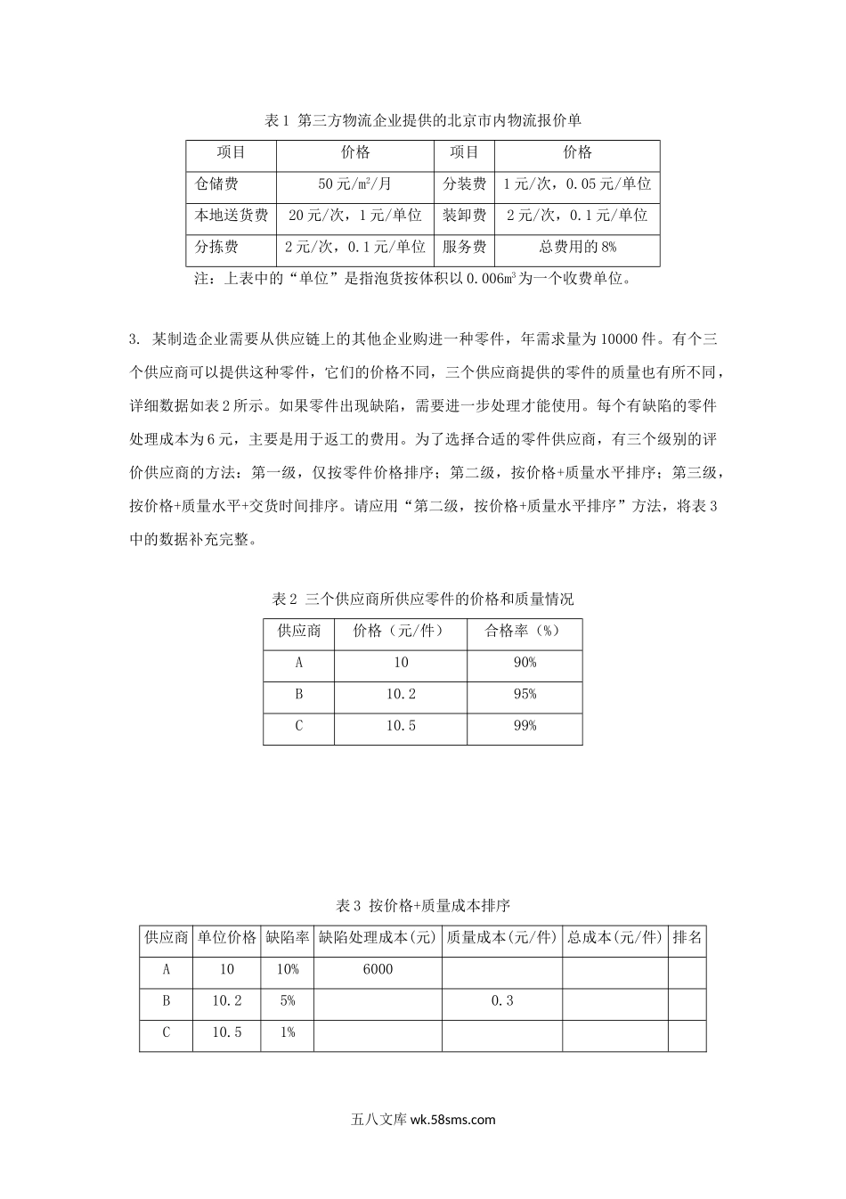 2012年云南昆明理工大学供应链与物流管理考研真题A卷.doc_第2页