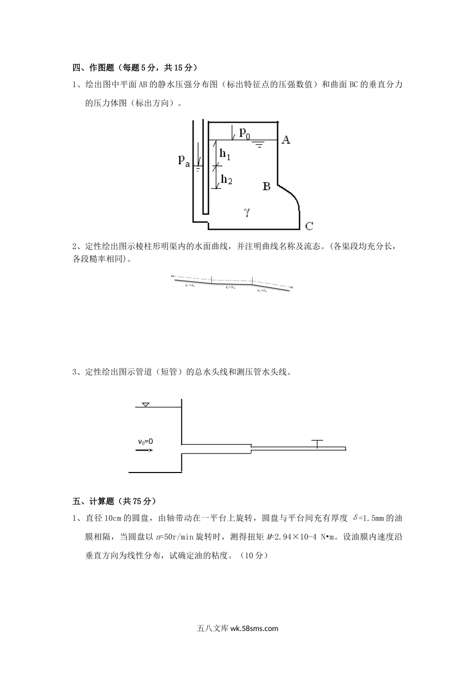 2012年云南昆明理工大学水力学考研真题A卷.doc_第3页