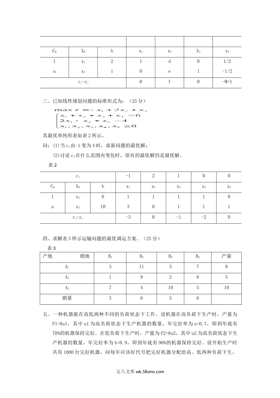 2013年云南昆明理工大学运筹学考研真题A卷.doc_第2页