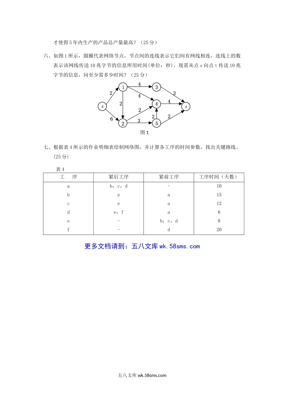 2013年云南昆明理工大学运筹学考研真题A卷.doc_第3页