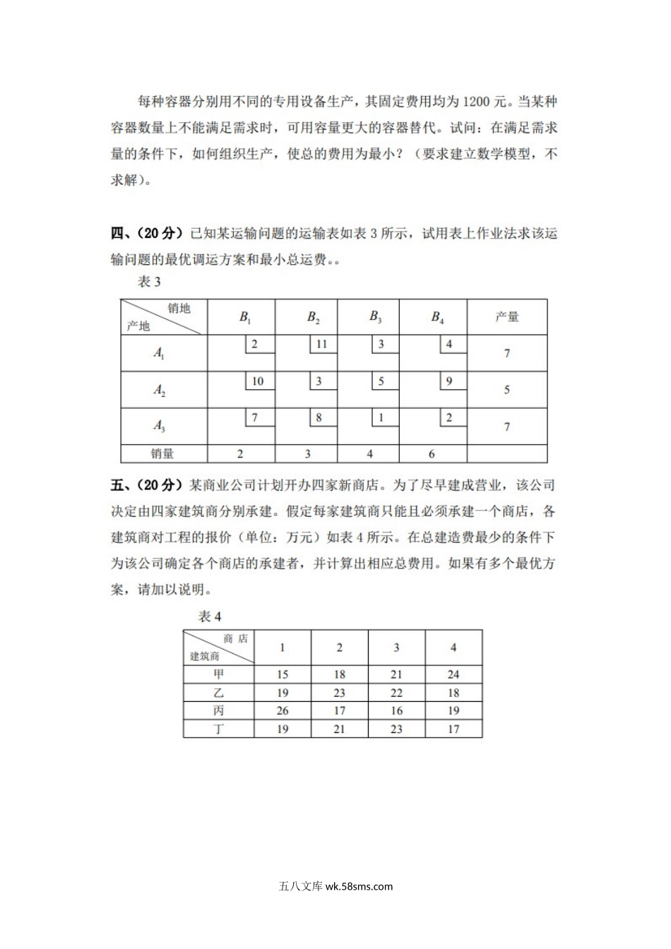 2014年四川轻化工大学运筹学考研真题A卷.doc_第3页