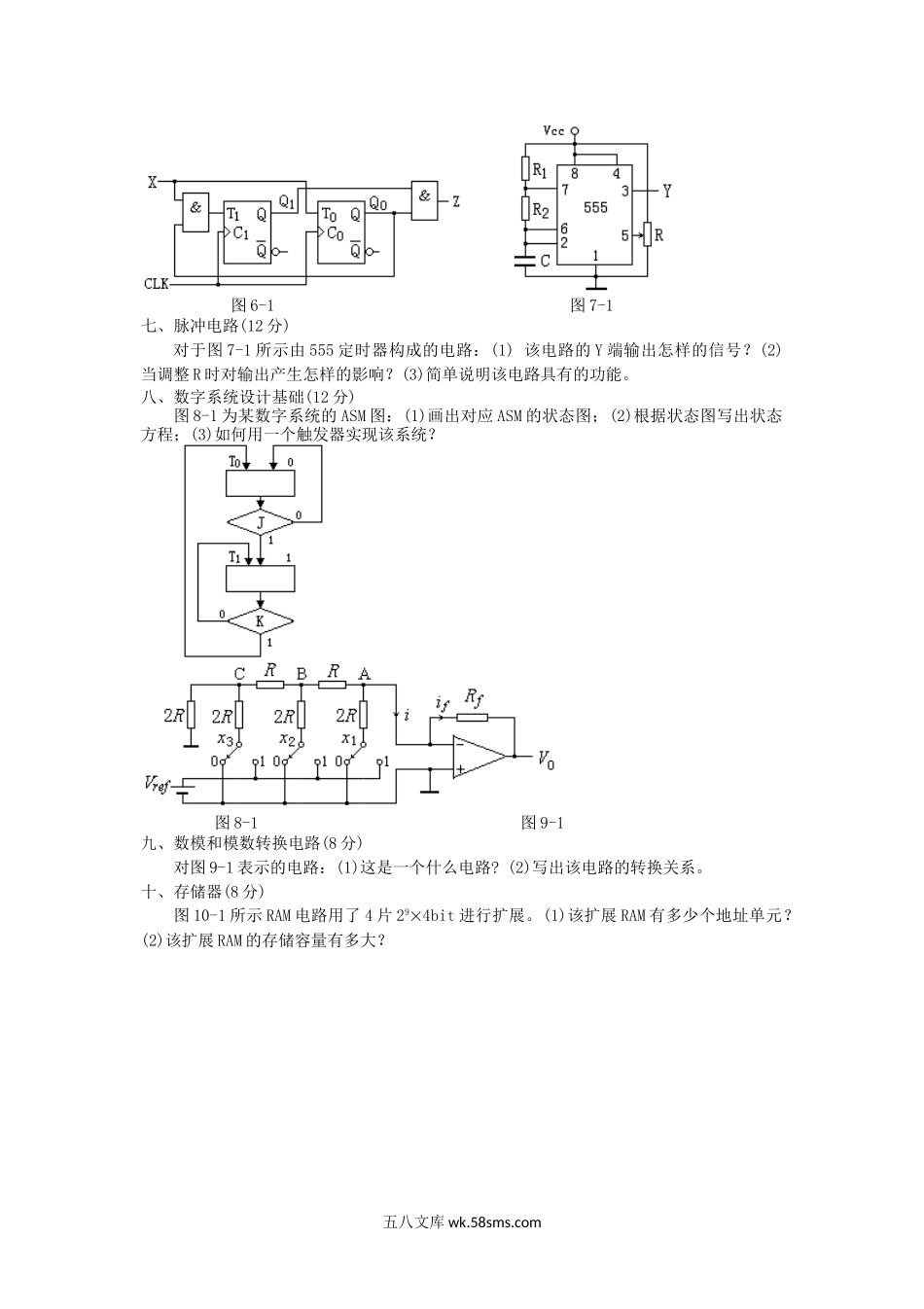 2014年云南昆明理工大学数字电路考研真题A卷.doc_第3页