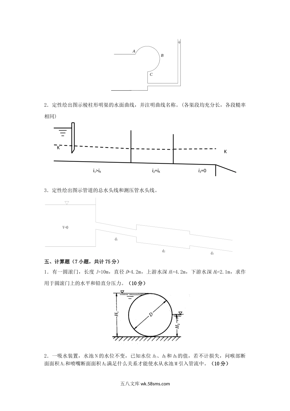 2014年云南昆明理工大学水力学考研真题A卷.doc_第3页