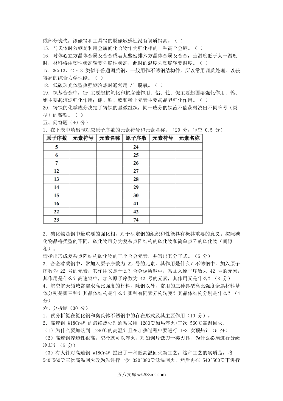 2017江苏南京航空航天大学金属材料学考研真题.doc_第3页