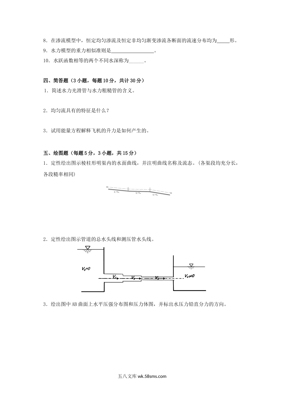 2017年云南昆明理工大学水力学考研真题A卷.doc_第3页