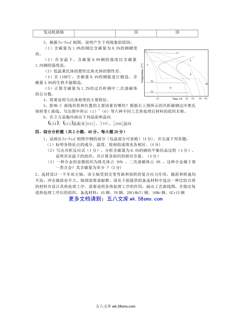 2018年云南昆明理工大学机械工程材料考研真题A卷.doc_第2页