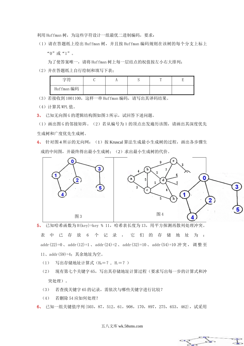 2020年广东财经大学数据结构考研真题.doc_第3页