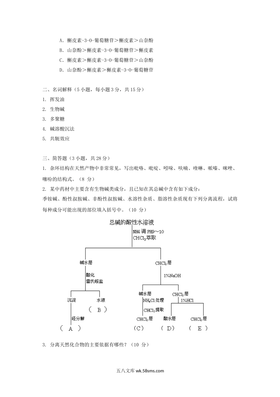 2020浙江杭州师范大学药学综合考研真题.doc_第3页