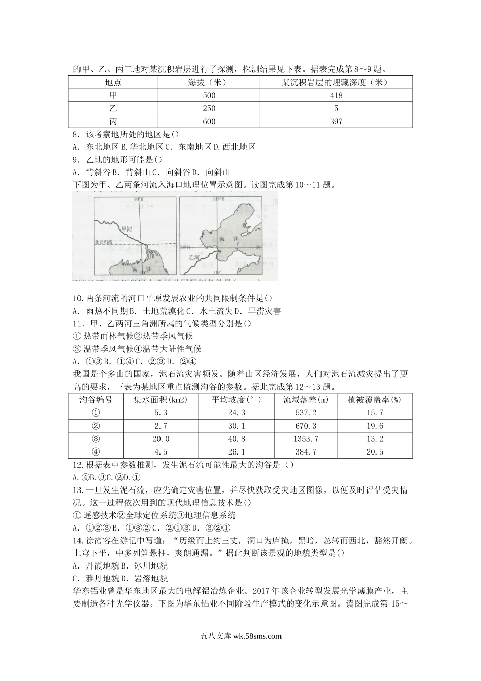 2018下半年广西教师资格考试高中地理学科知识与教学能力真题及答案.doc_第2页