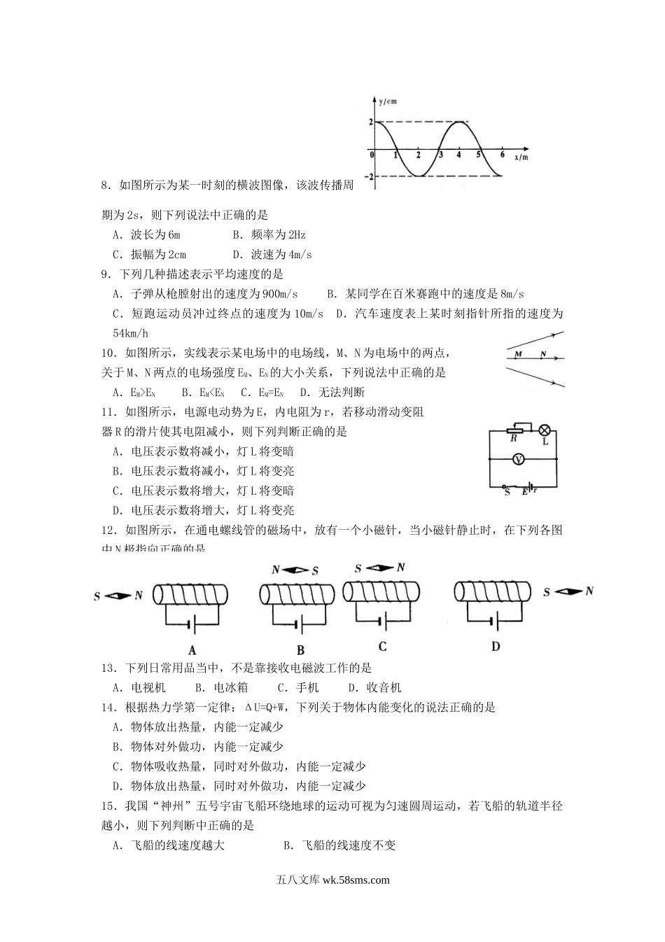 2004年福建普通高中会考物理真题及答案.doc_第2页