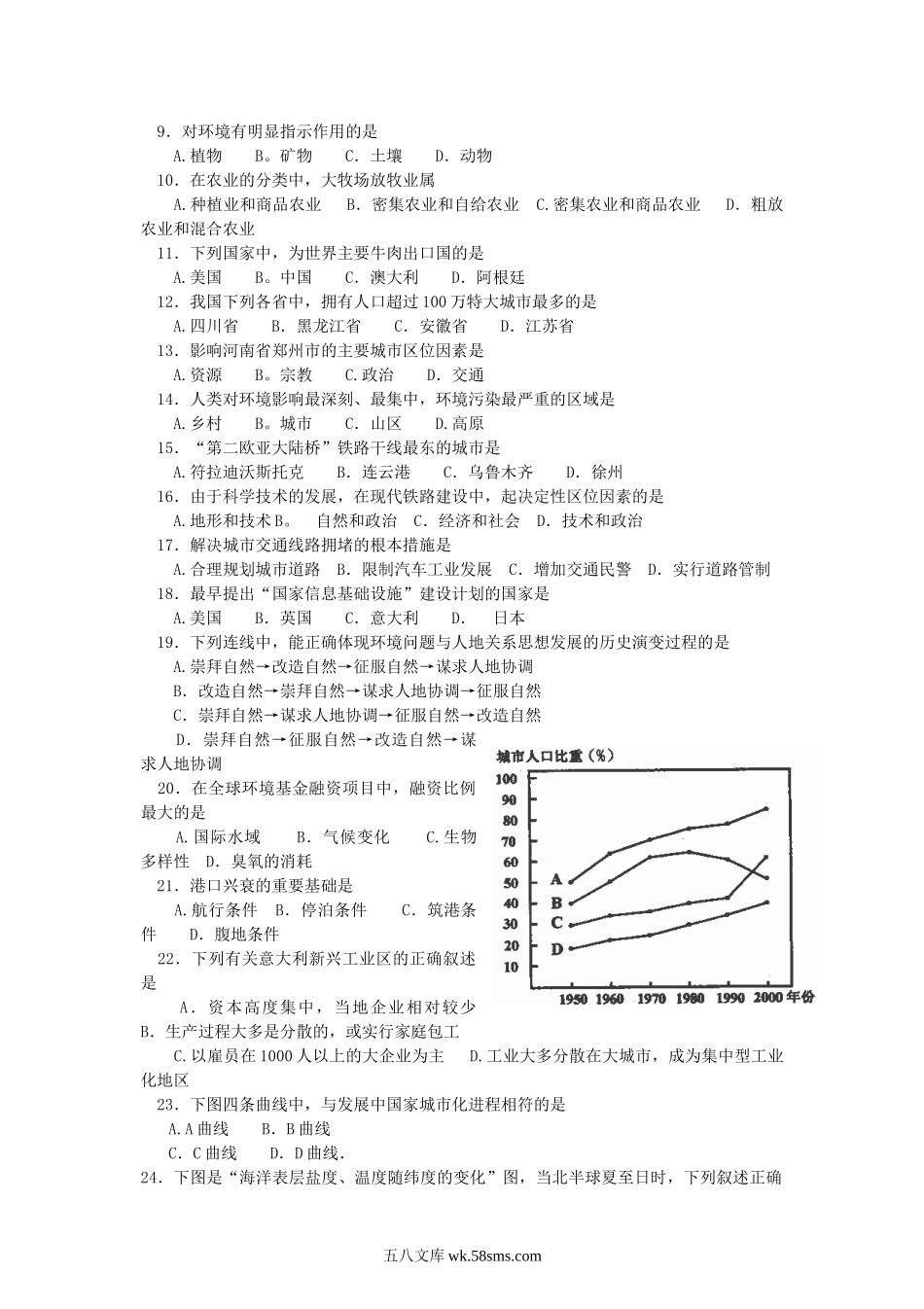 2005年四川普通高中会考地理真题及答案.doc_第2页