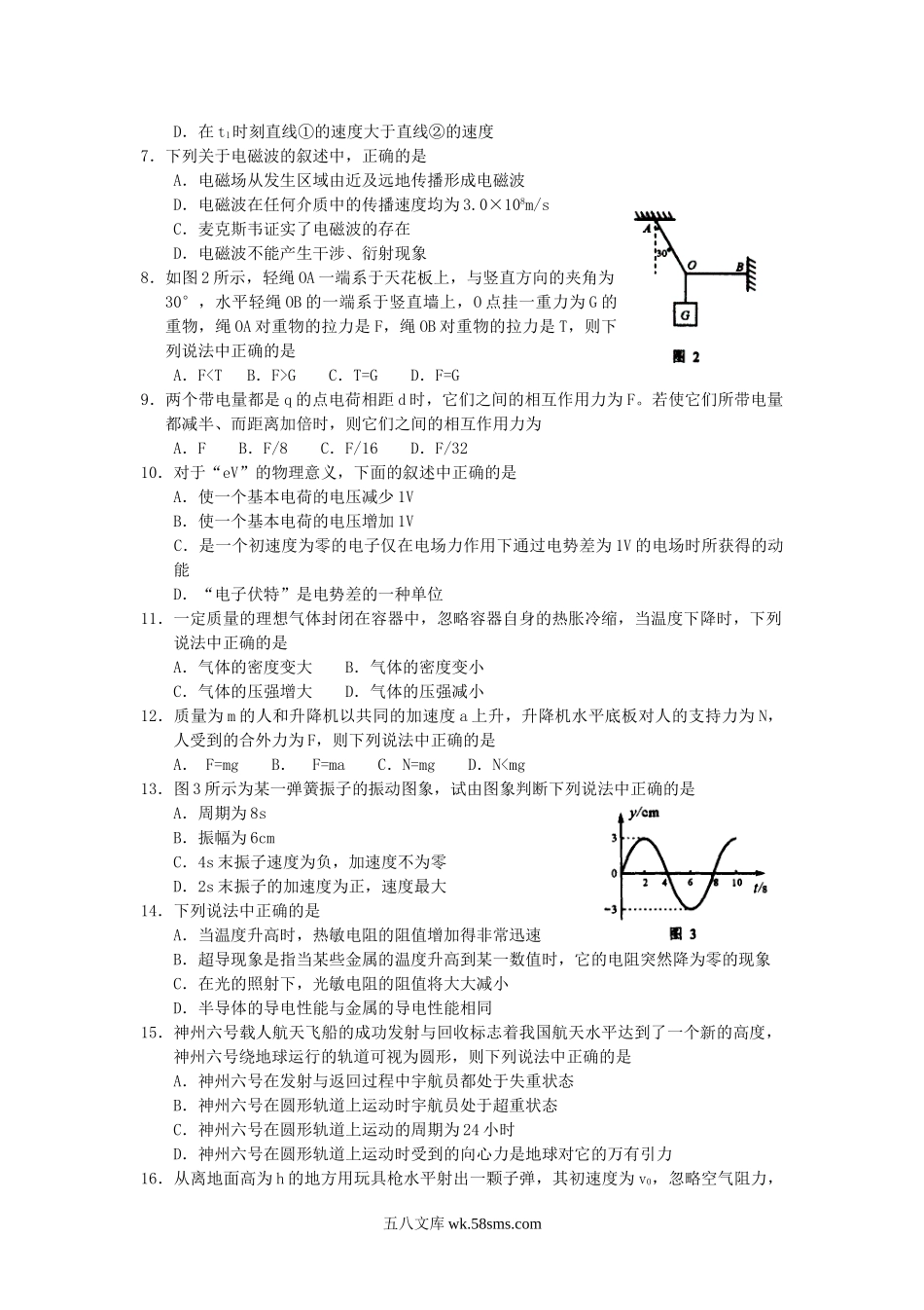 2006年四川普通高中会考物理真题及答案.doc_第2页