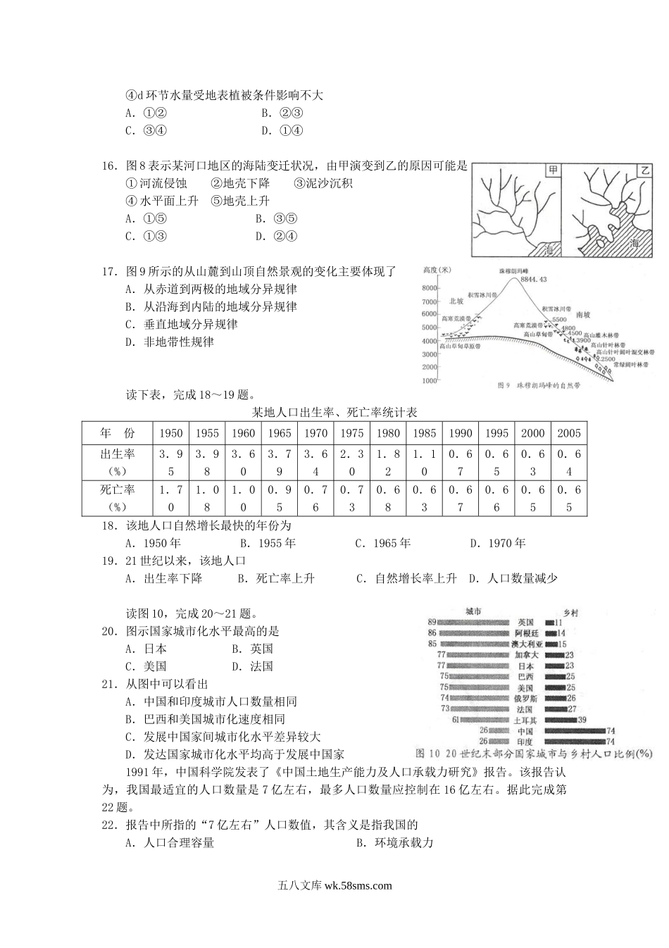 2008年江苏普通高中会考地理真题及答案.doc_第3页