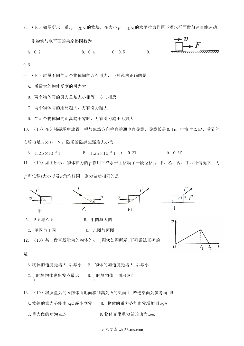 2010年天津普通高中会考物理考试真题.doc_第2页