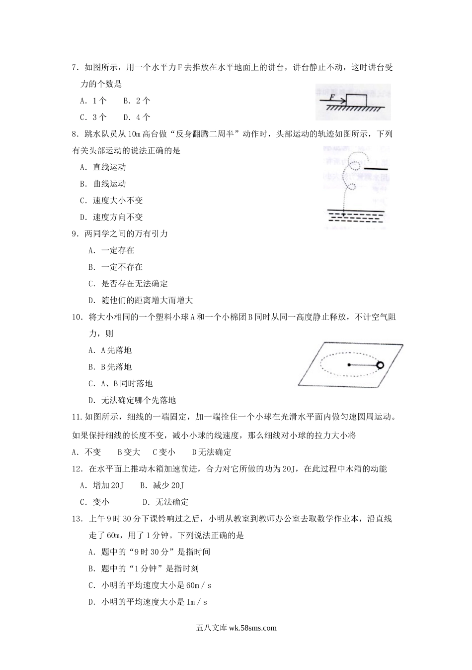 2011年湖南普通高中会考物理考试真题.doc_第2页