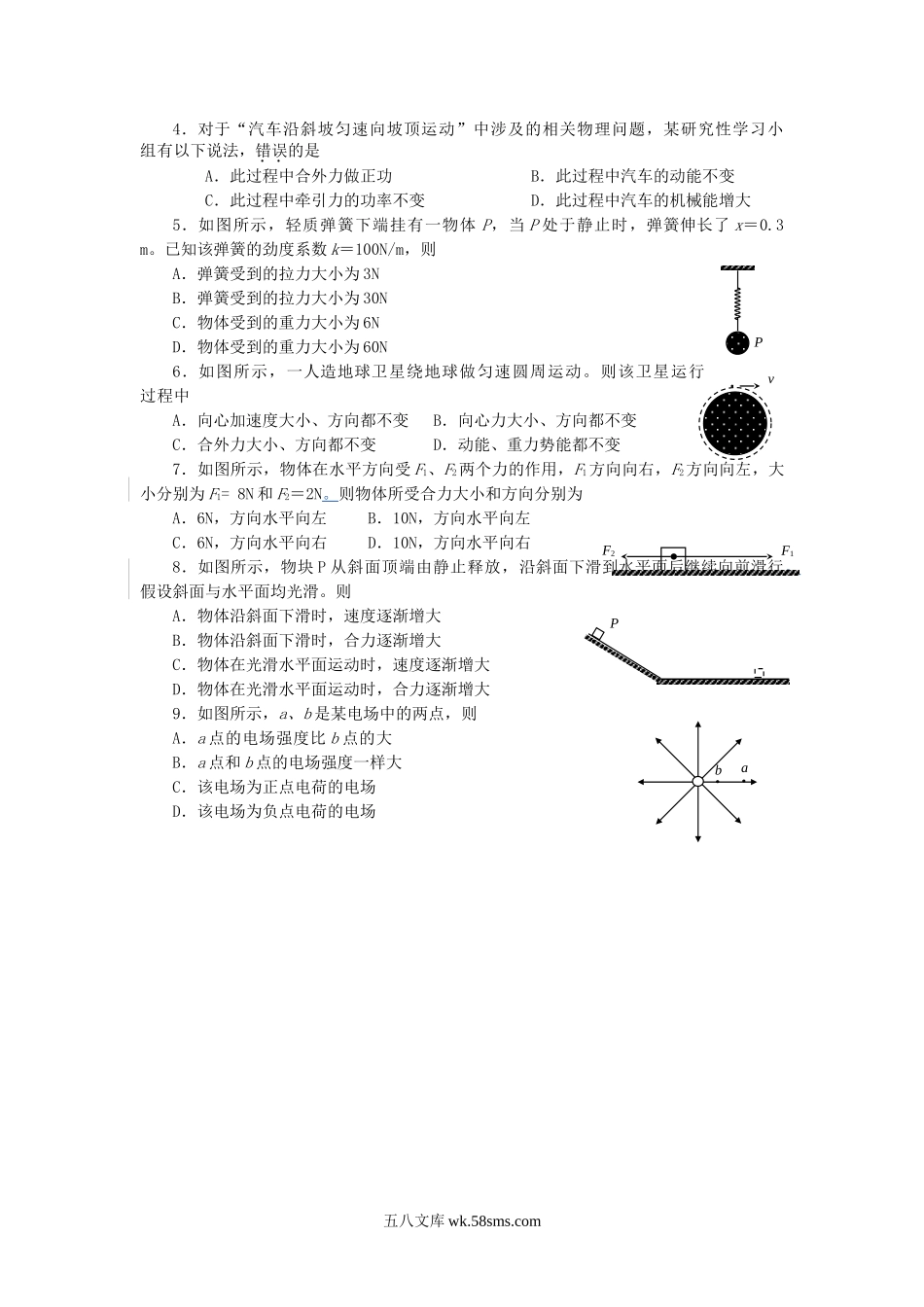 2012年海南普通高中物理会考真题及答案.doc_第2页