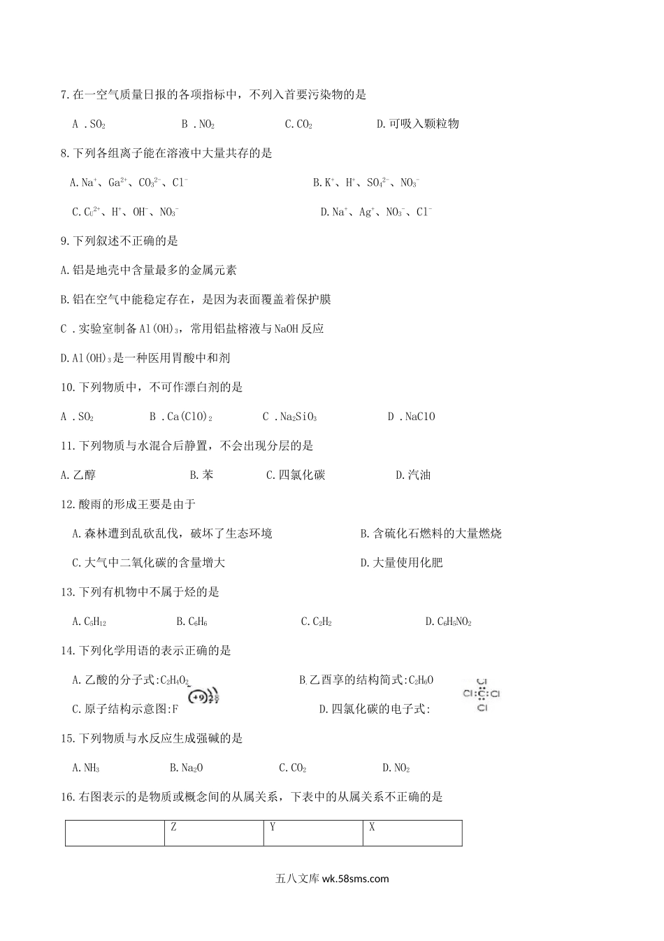 2014年贵州普通高中会考化学真题.doc_第2页