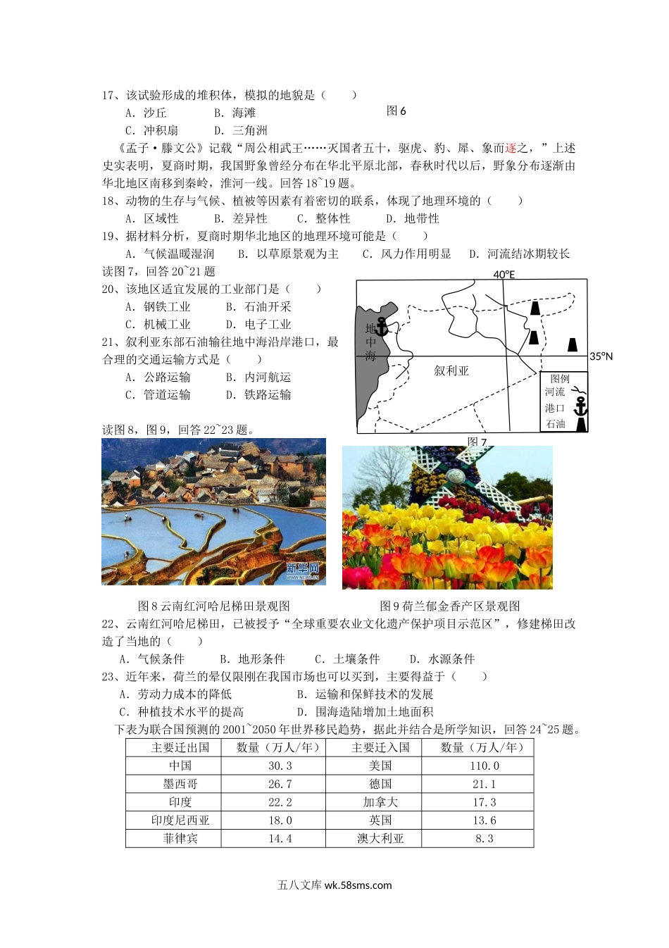 2015年天津普通高中会考地理真题及答案.doc_第3页