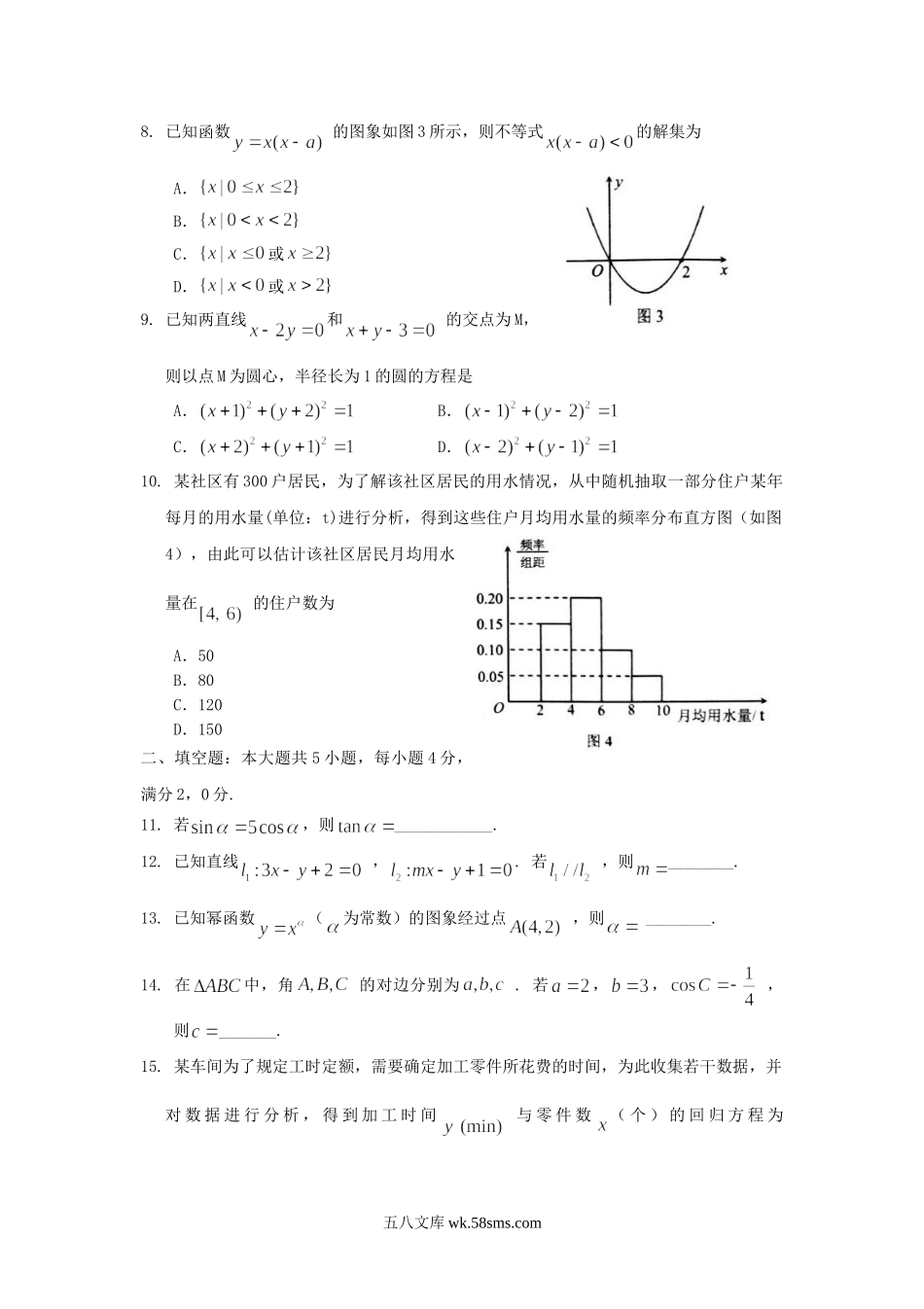 2016年湖南普通高中会考数学真题及答案.doc_第2页