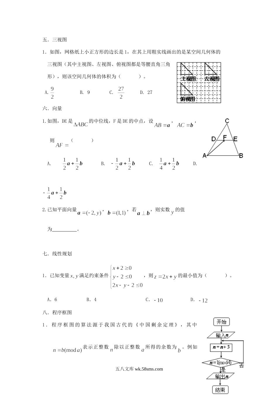 2017年辽宁普通高中会考数学考试真题.doc_第3页