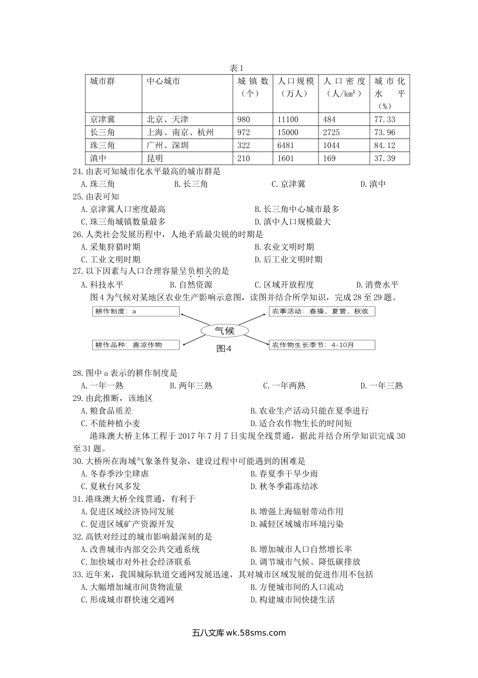 2019年广东普通高中会考地理真题.doc_第3页