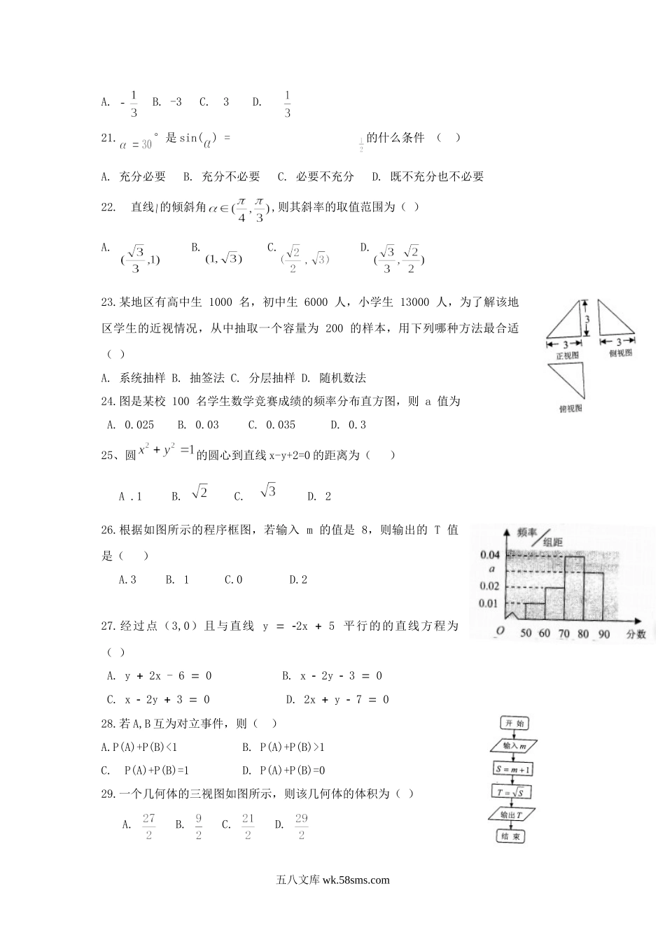 2019年贵州高中会考数学真题.doc_第3页